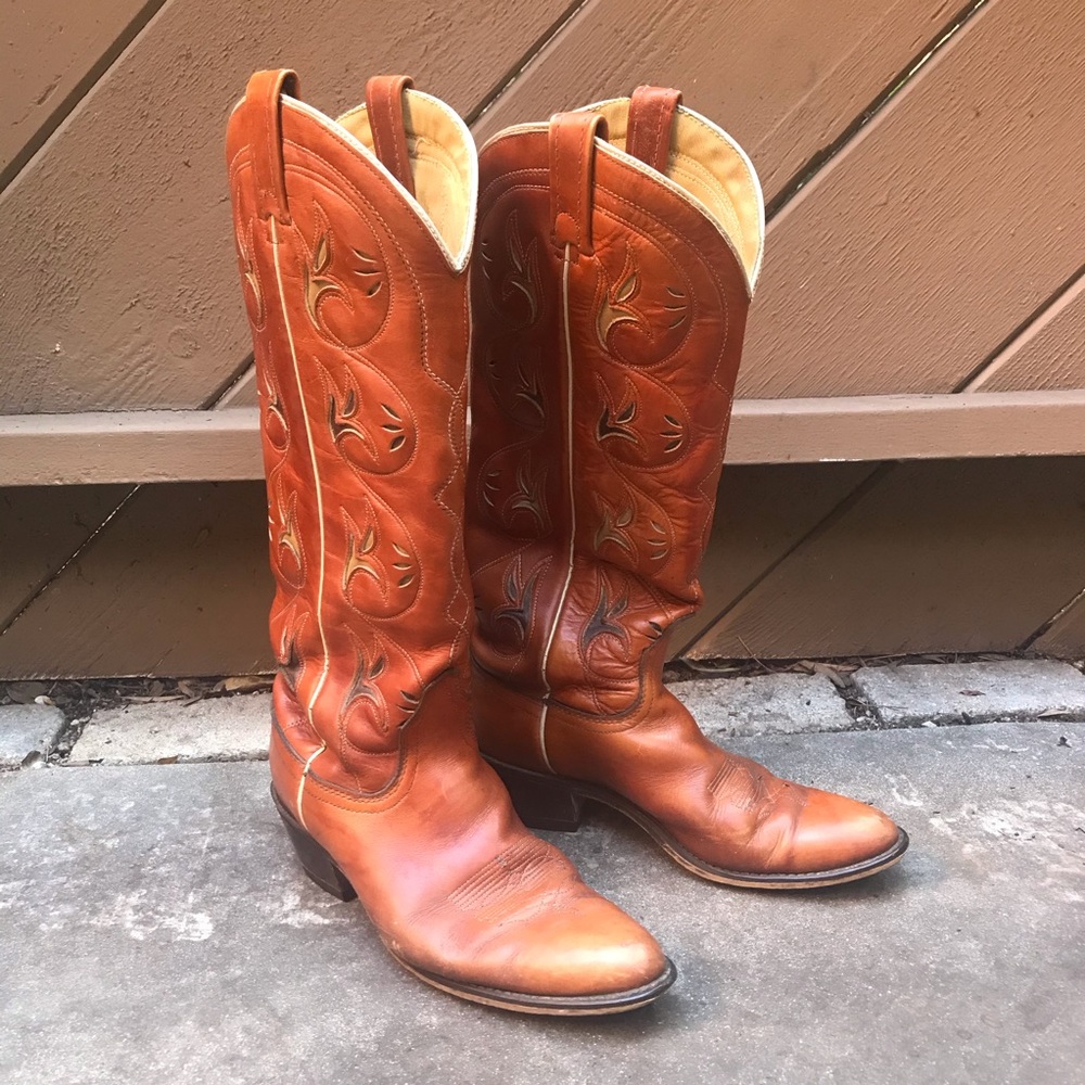 Vintage Brown Cowboy Boots Size 7.5